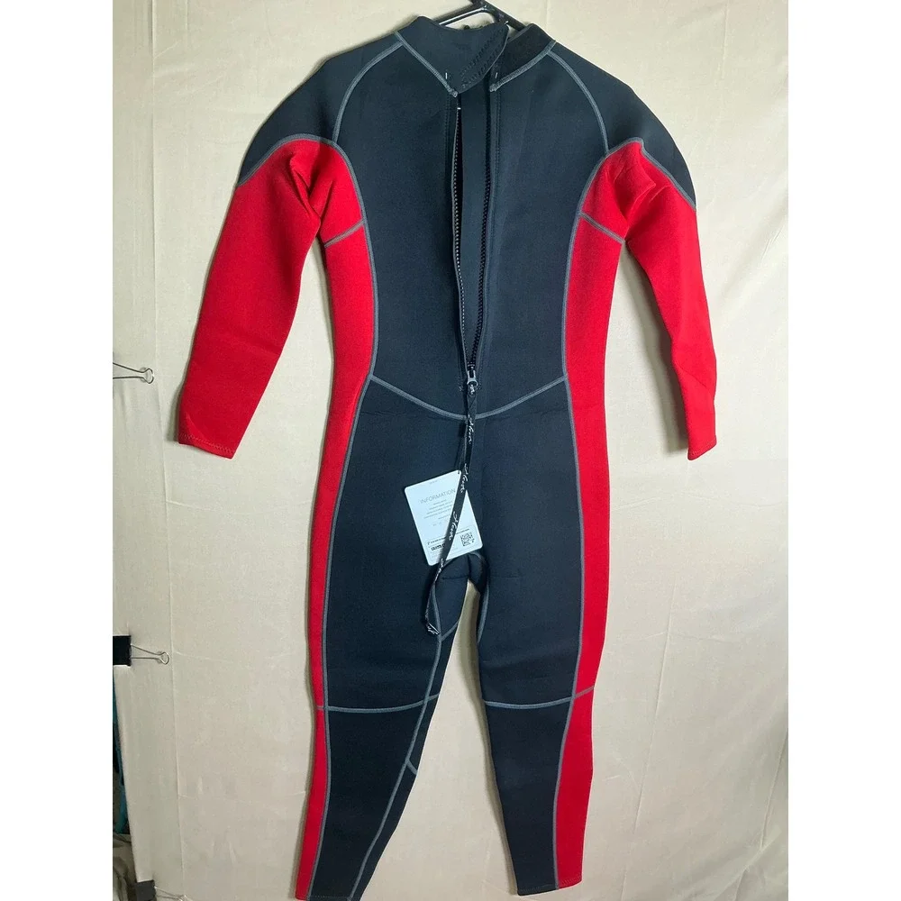 Hevto Kids Wetsuit 3mm Neoprene Full Body Youth Size 16 Black Red Swimming Surf